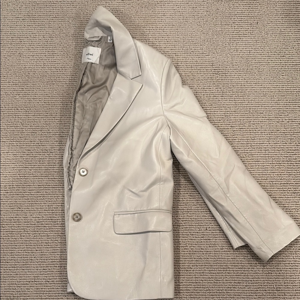 Aritzia Wilfred Cream Vegan Leather Blazer